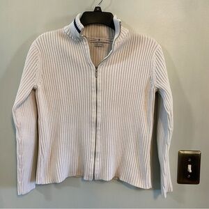 Tommy Hilfiger white zip sweater cardigan Y2K medium